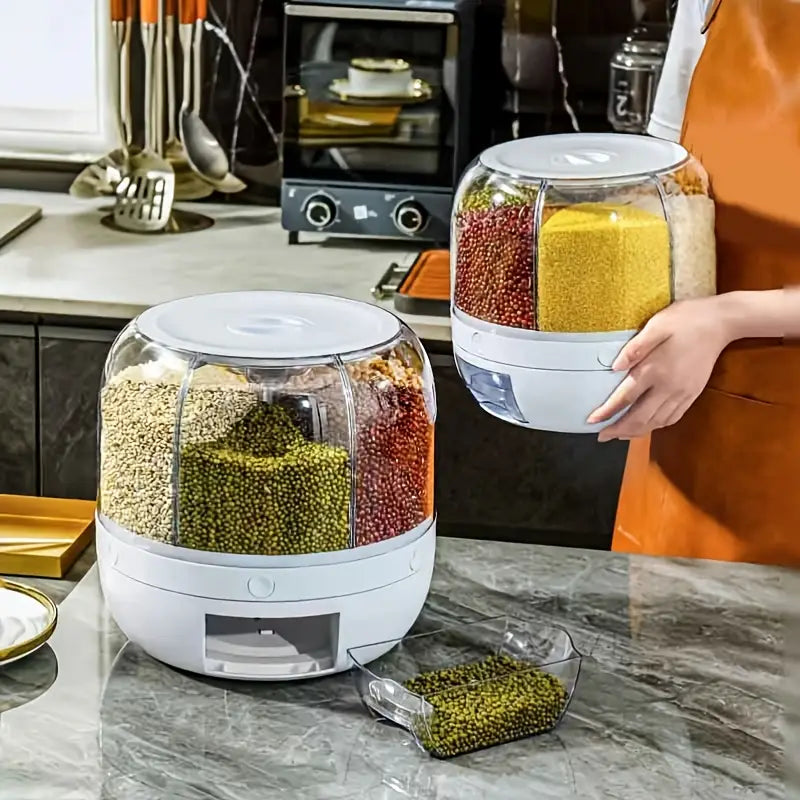 Multi compartment rotating rice bucket- large size